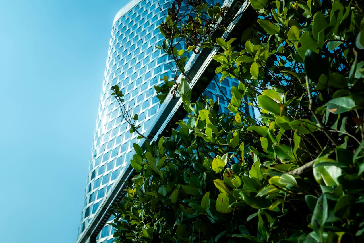 A tall building with a sky background